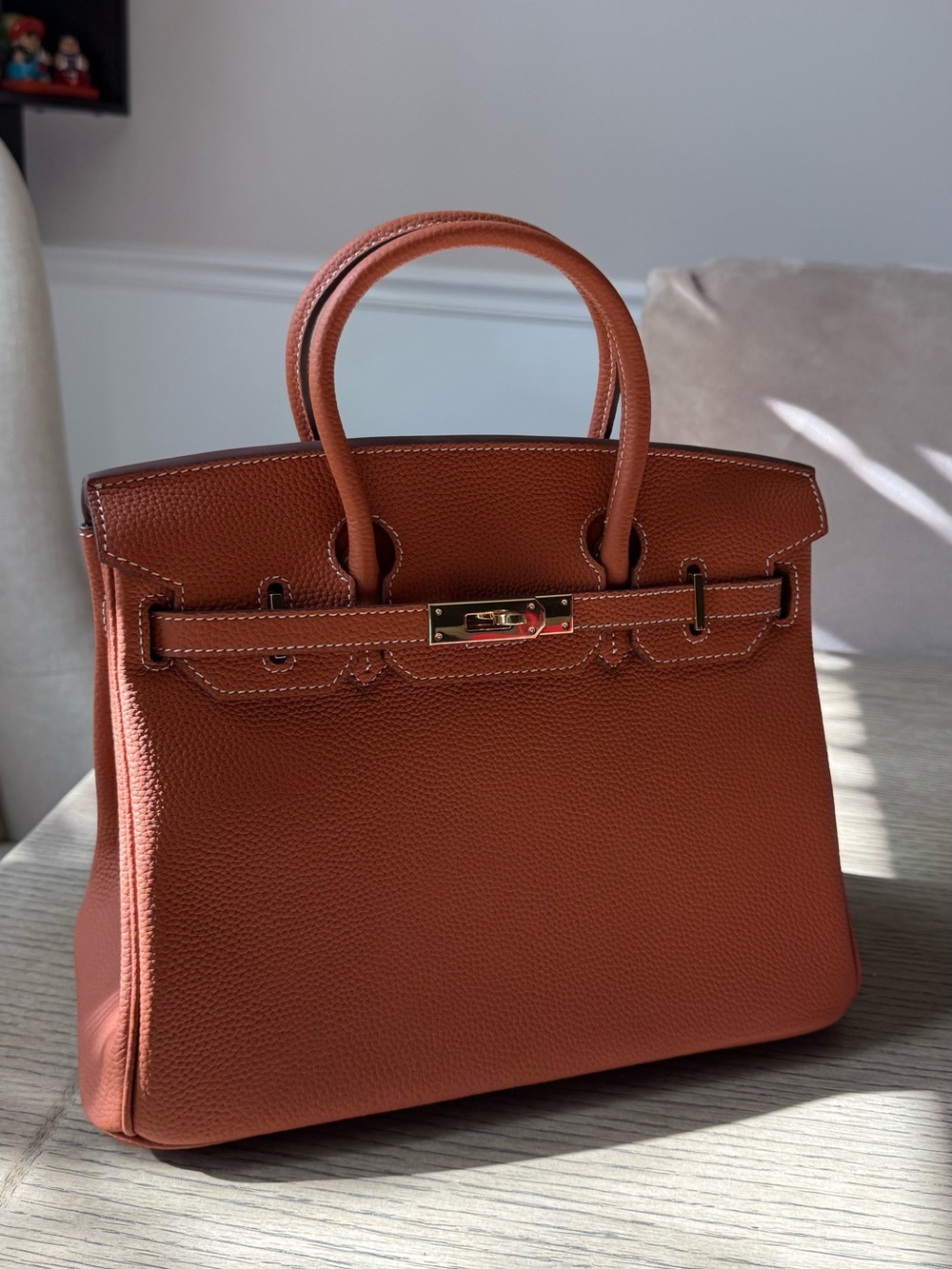 (Designer Inspired) 30cm Brown Genuine Leather Satchel